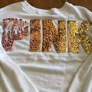 VS Pink bling long sleeve campus T-shirt small